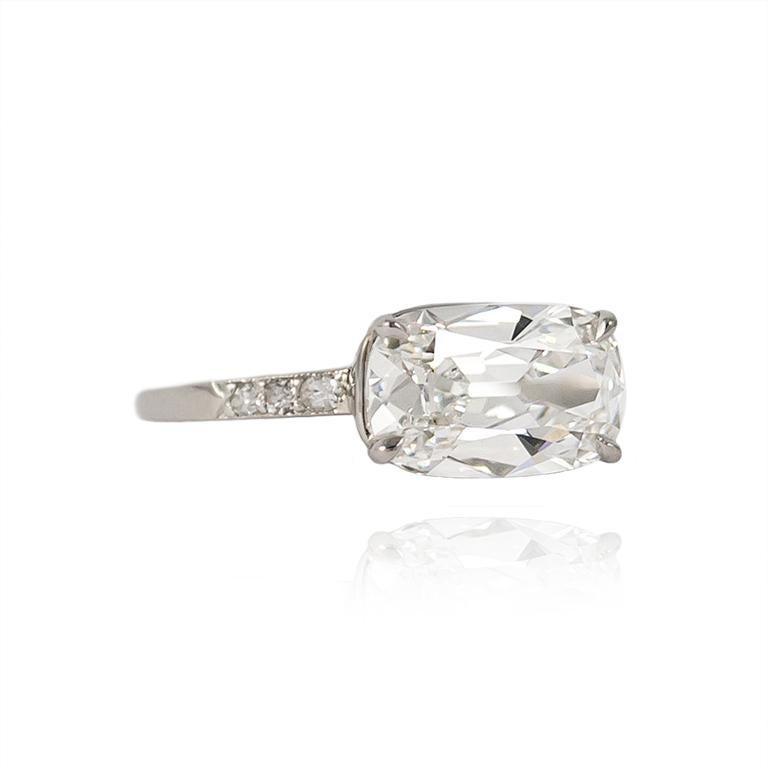 Cushion Cut J. Birnbach GIA Certified 2.38 Cushion Brilliant East West Ring