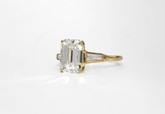 J. Birnbach GIA Certified 2.50 Carat J VS1 Emerald Cut Diamond Three-Stone Ring