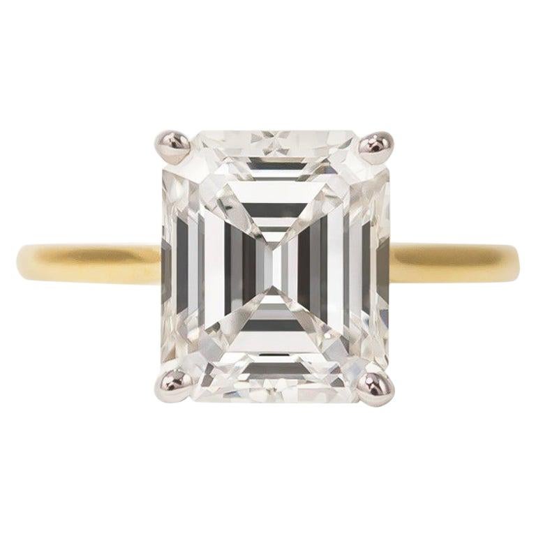 J. Birnbach GIA Certified 2.74 Carat Emerald Cut Diamond Solitaire Ring