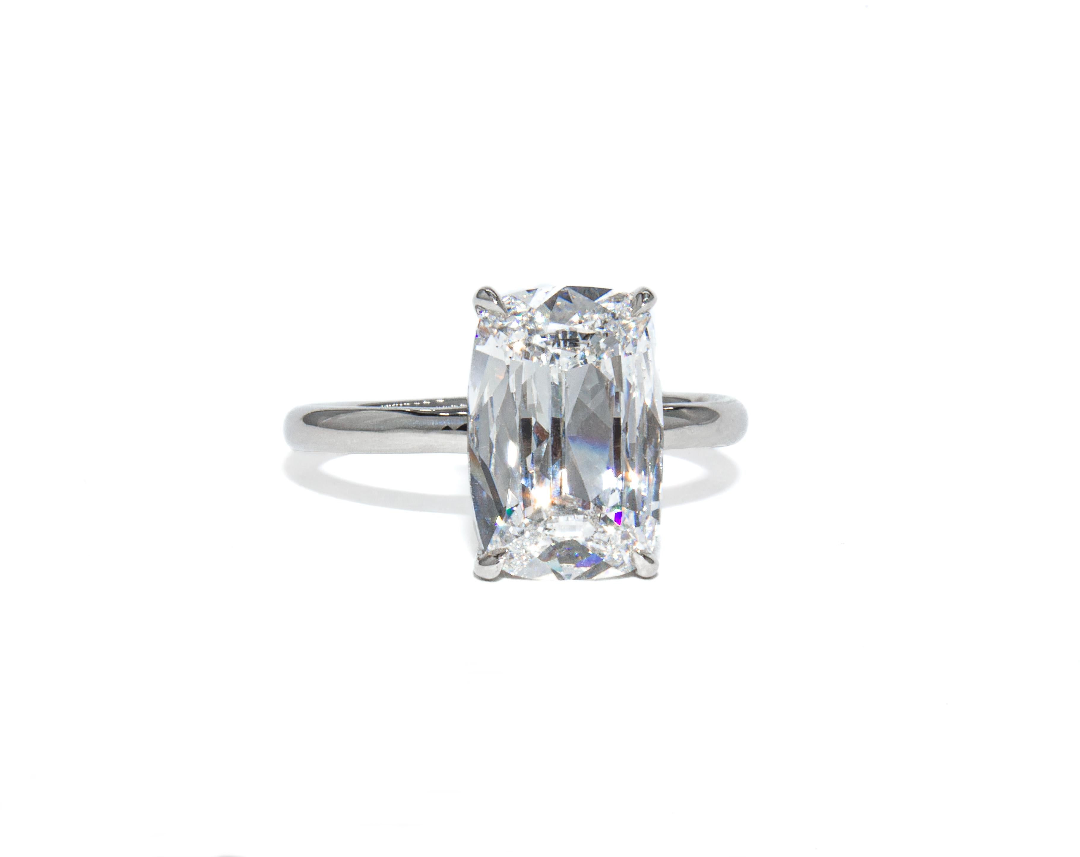 Contemporary J. Birnbach GIA Certified 3.01 Carat D SI1 Cushion Cut Diamond Solitaire Ring For Sale