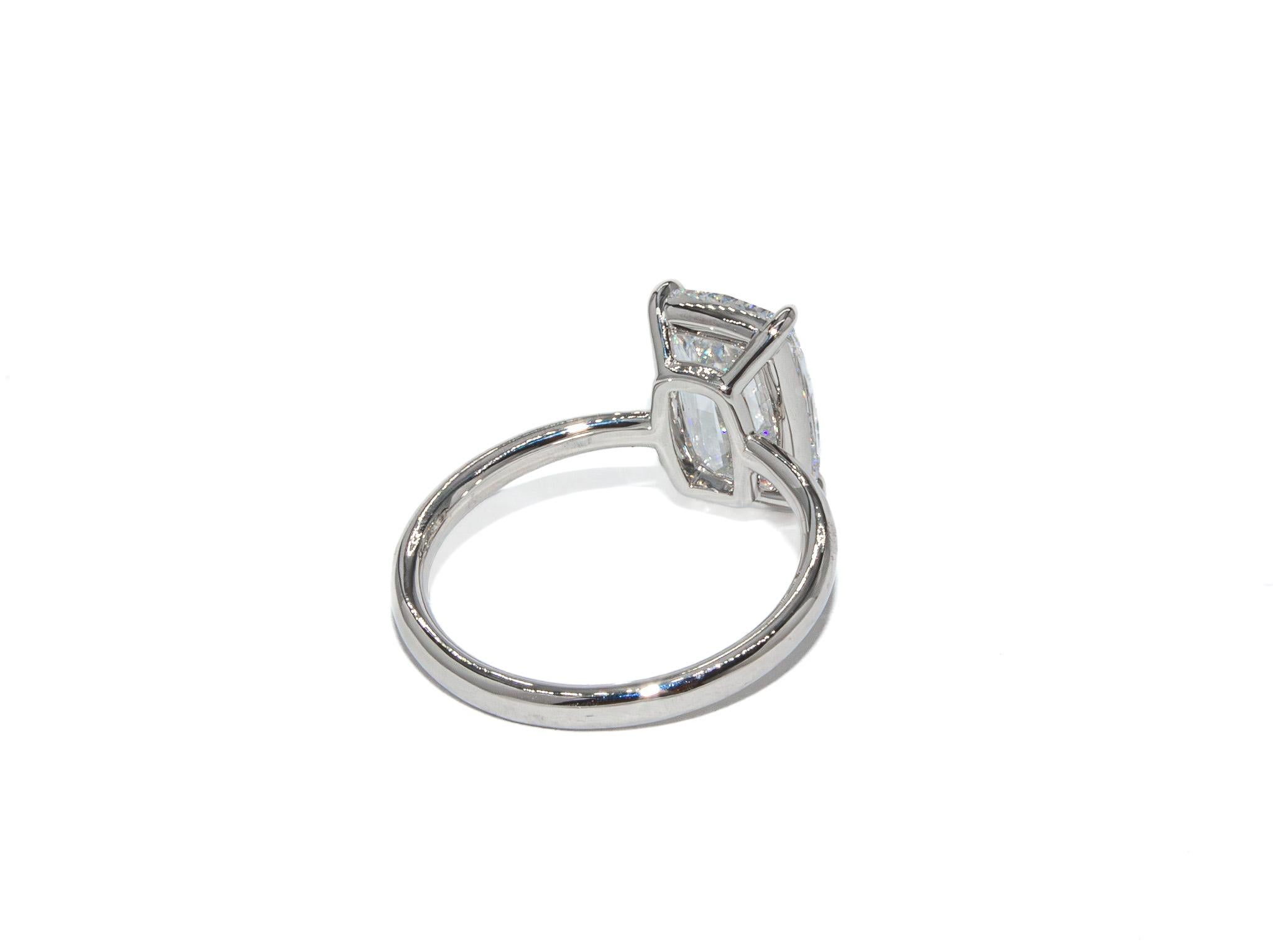 Women's or Men's J. Birnbach GIA Certified 3.01 Carat D SI1 Cushion Cut Diamond Solitaire Ring For Sale