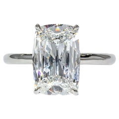 J. Birnbach GIA Certified 3.01 Carat D SI1 Cushion Cut Diamond Solitaire Ring