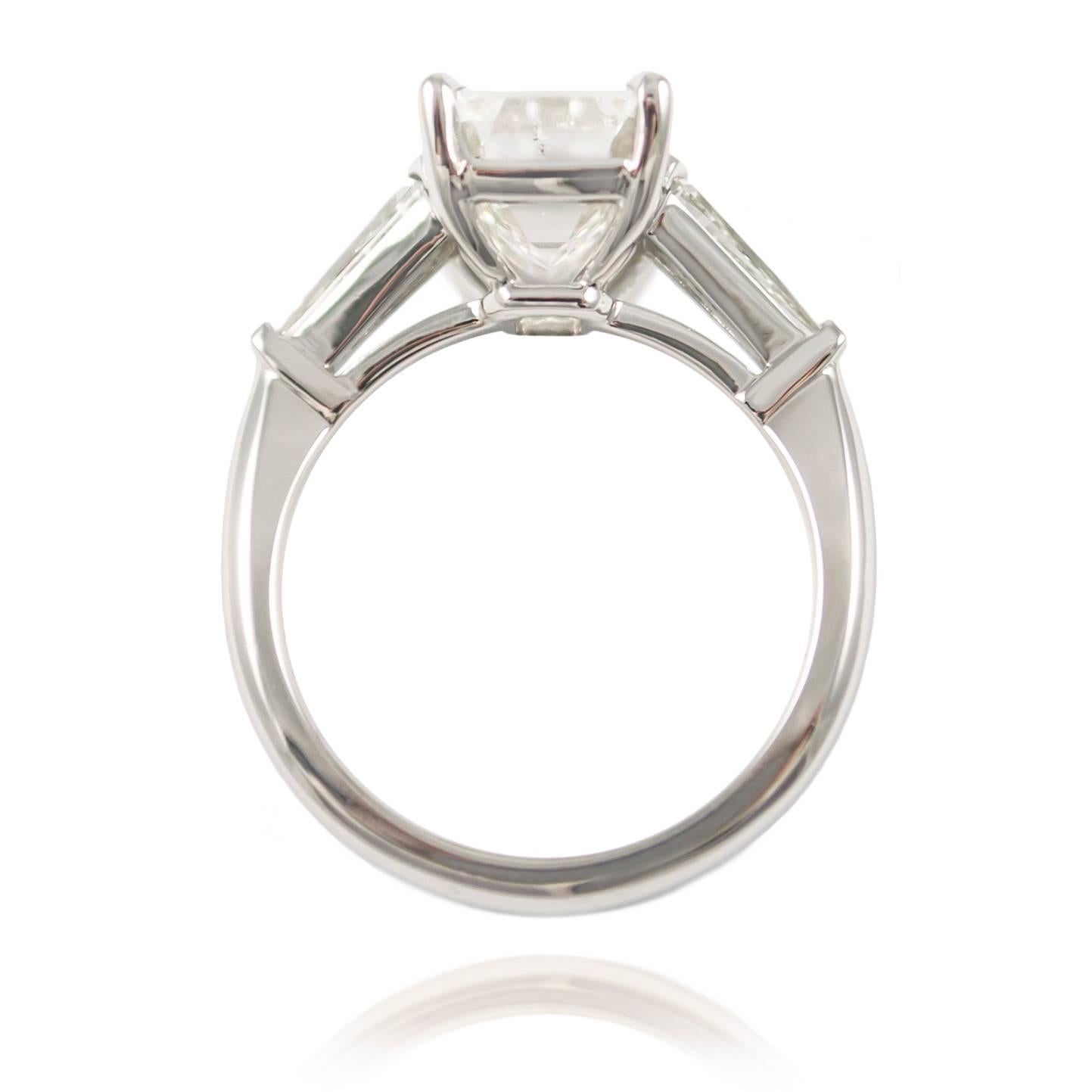 J. Birnbach GIA Certified 3.01 Carat F SI1 Emerald Cut Diamond Ring für Damen oder Herren