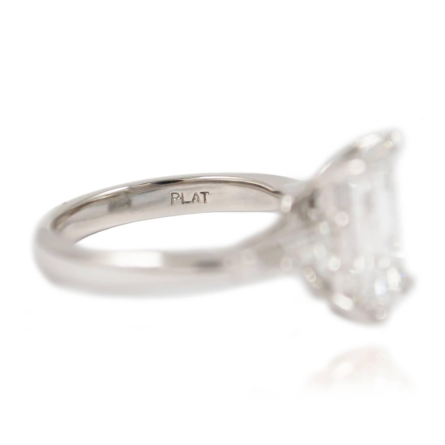 J. Birnbach GIA Certified 3.01 Carat F SI1 Emerald Cut Diamond Ring 2