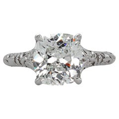 J. Birnbach GIA Certified 3.01 Carat H SI1 CushionCut Diamond Solitaire Ring