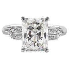 J. Birnbach GIA Certified 3.01 Carat I VS1 Radiant Cut Diamond Ring 