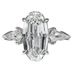 J. Birnbach GIA Certified 3.01 Carat Oval Step Cut Diamond Three-Stone Ring