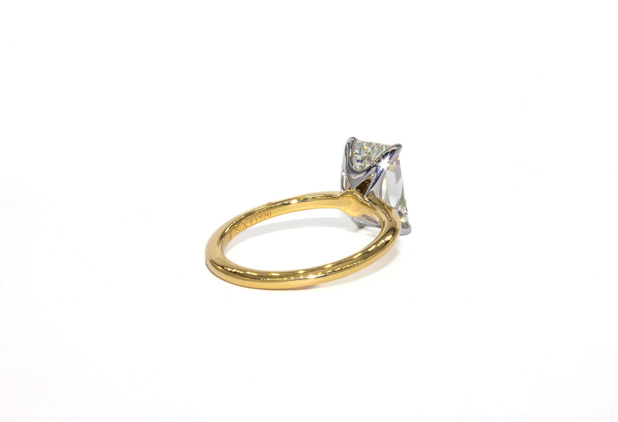 J. J. Birnbach GIA zertifiziert 3,02 Karat J VS2 Smaragdschliff Diamant Solitär Ring im Zustand „Neu“ im Angebot in New York, NY