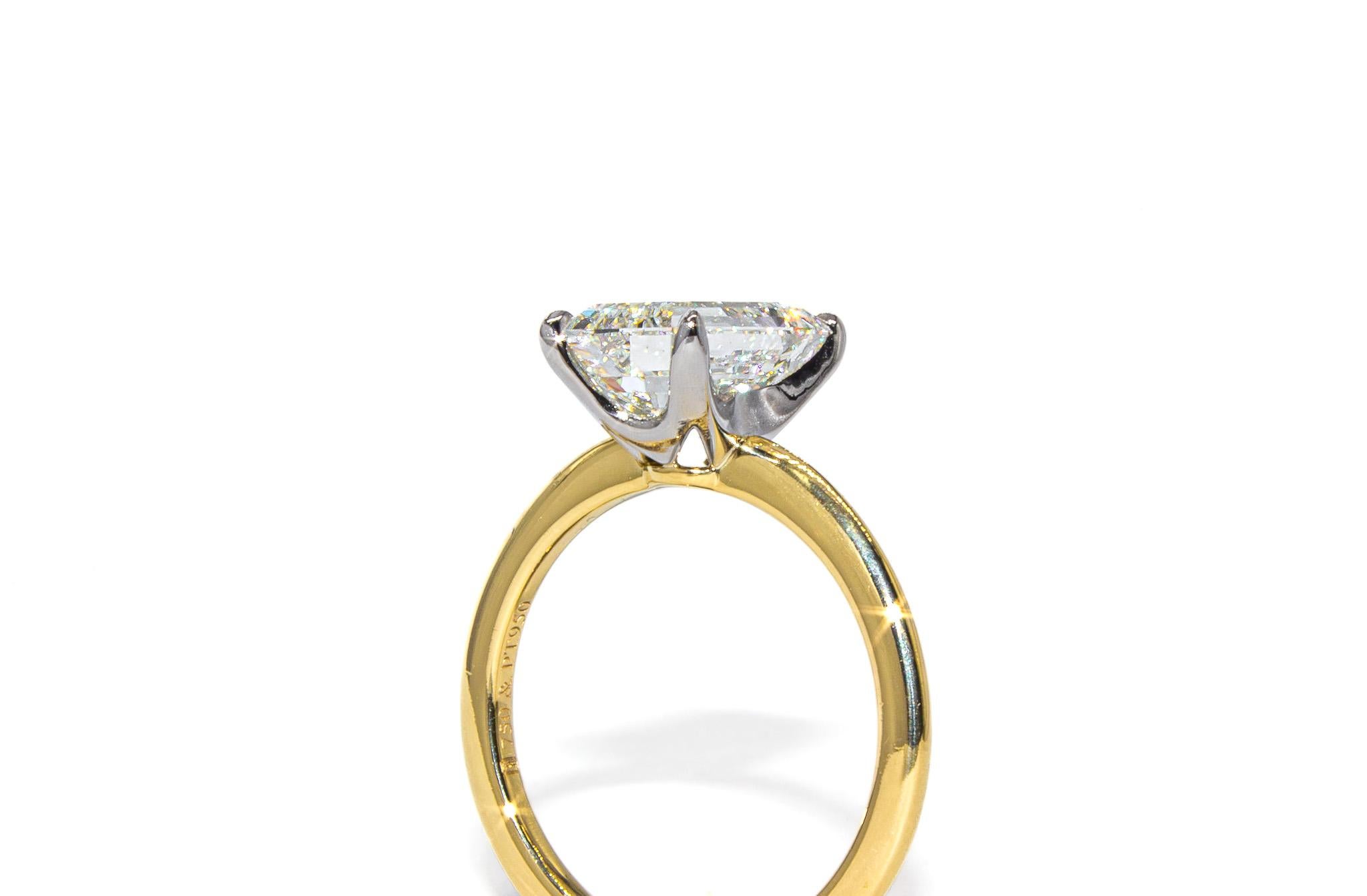J. J. Birnbach GIA zertifiziert 3,02 Karat J VS2 Smaragdschliff Diamant Solitär Ring im Angebot 1