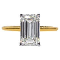 J. Birnbach GIA Certified 3.02 Carat J VS2 Emerald Cut Diamond Solitaire Ring