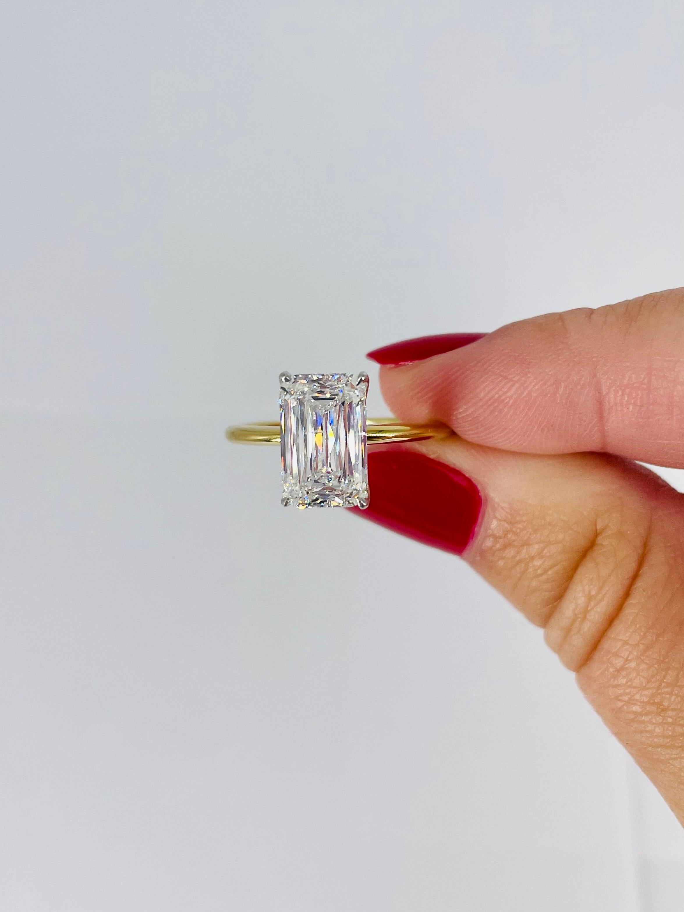 J. Birnbach Verlobungsring mit GIA-zertifiziertem 3,03 Karat Diamant im Criss-Schliff (Scherenschliff) im Angebot