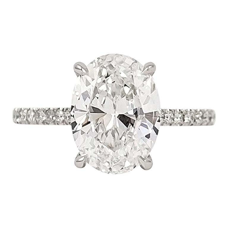 J. Birnbach GIA Certified 3.03 Carat D VS2 Oval Solitaire Ring