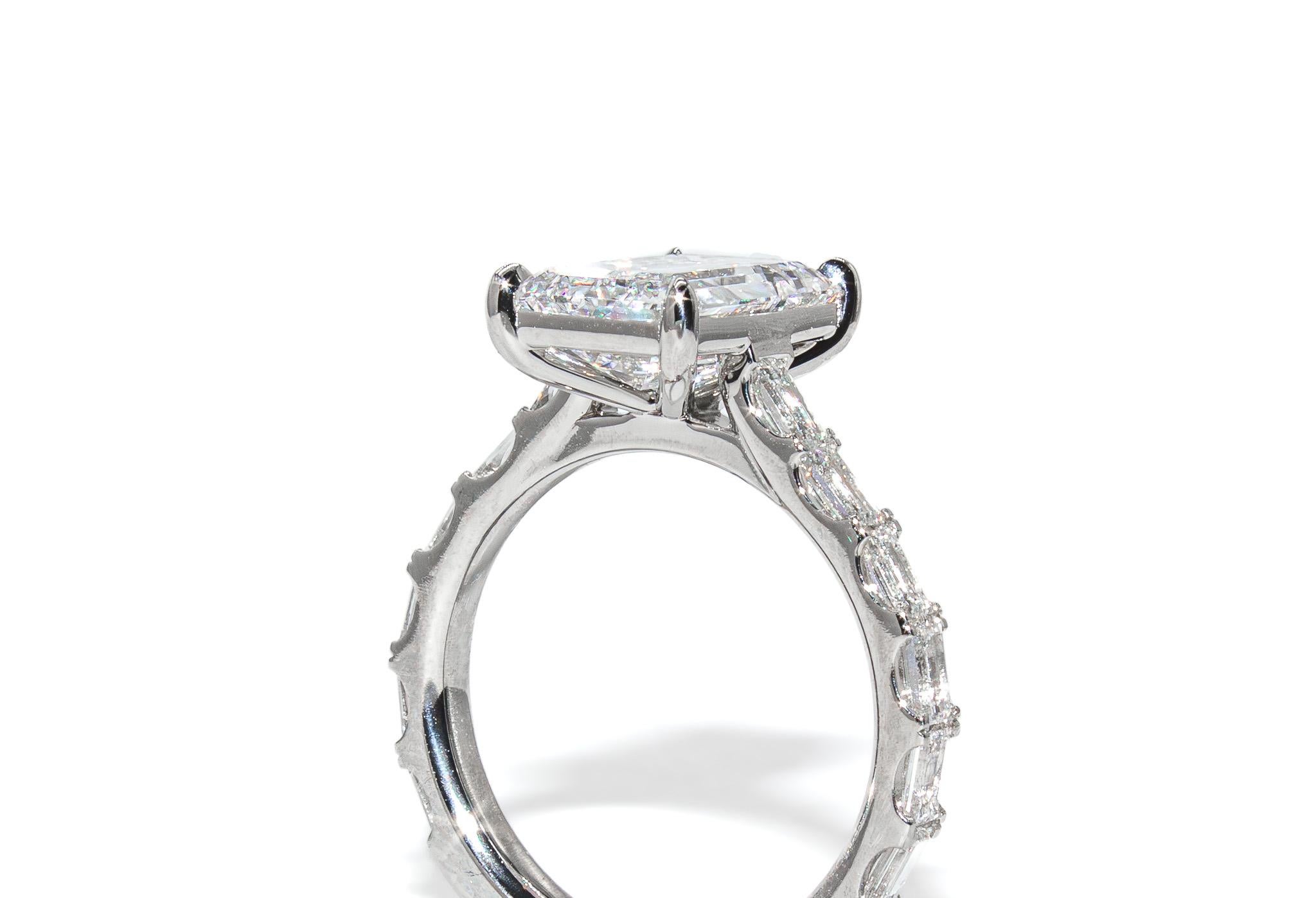 Women's or Men's J. Birnbach GIA Certified 3.05 Carat F VS1 Emerald Cut Diamond Ring For Sale