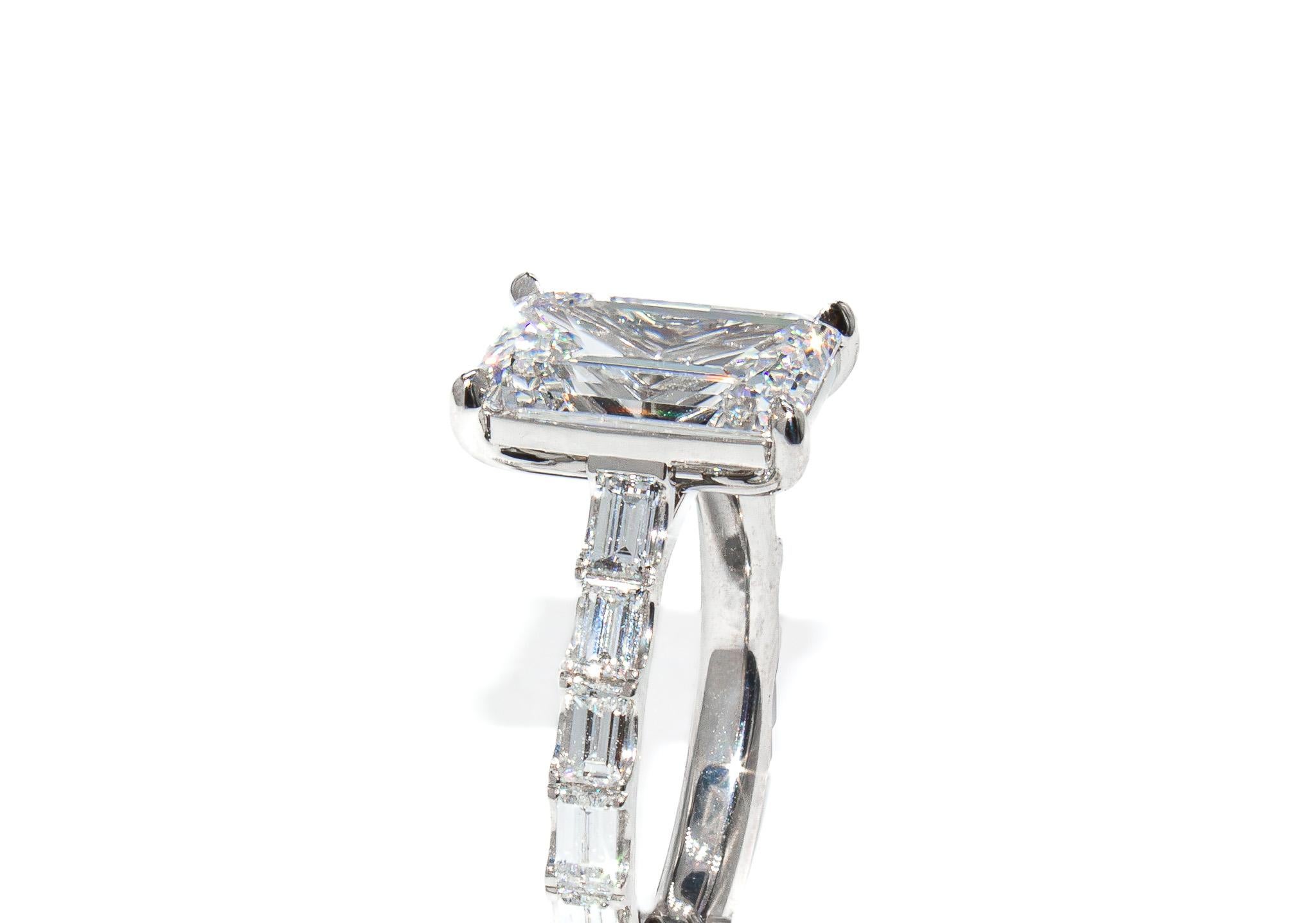 J. Birnbach GIA Certified 3.05 Carat F VS1 Emerald Cut Diamond Ring For Sale 1