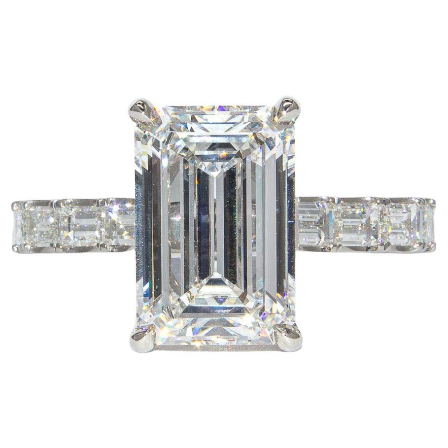 J. Birnbach GIA Certified 3.05 Carat F VS1 Emerald Cut Diamond Ring For Sale