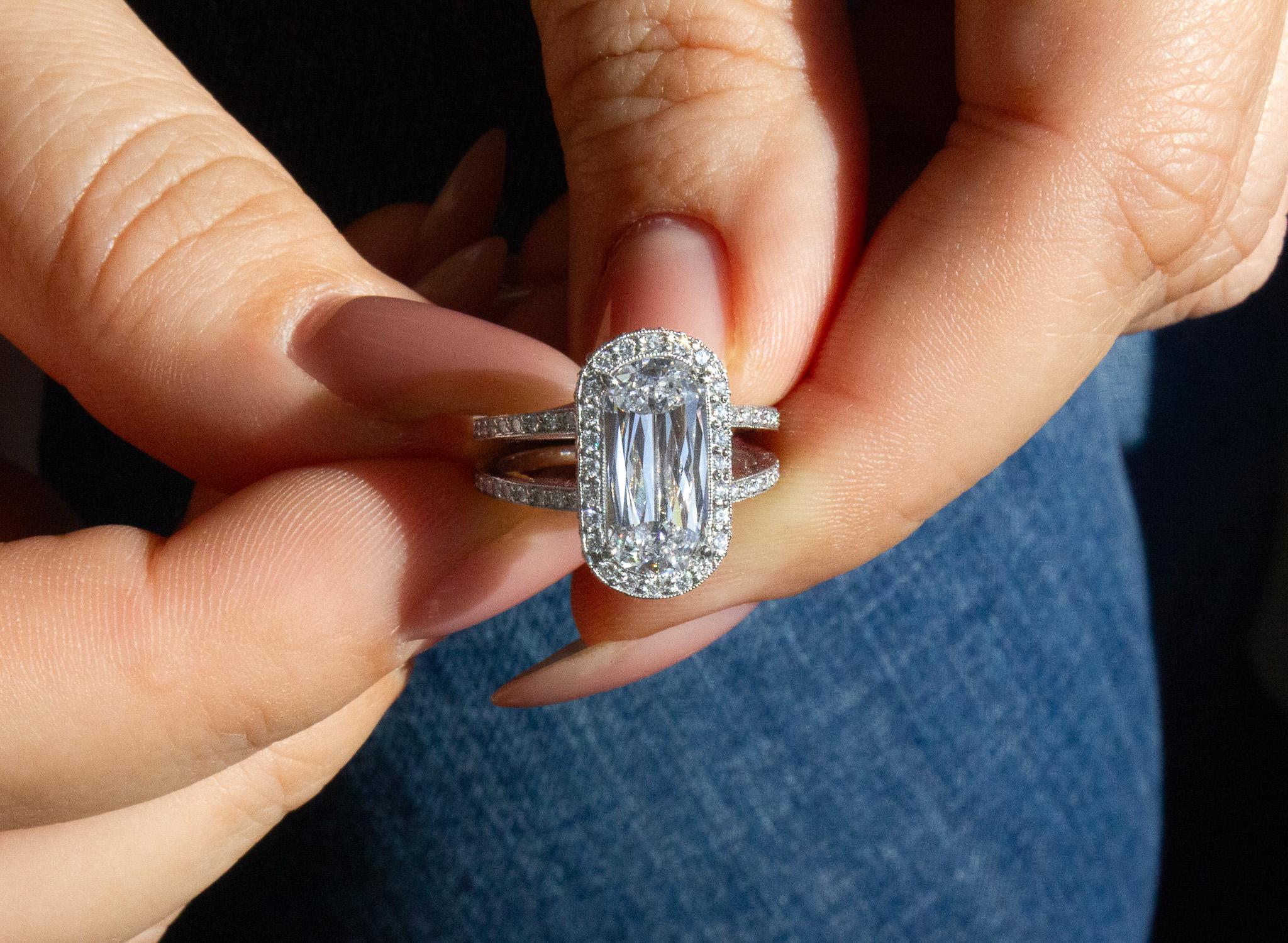 J. Birnbach GIA Certified 3.07 Carat D SI1 Ashoka Diamond Engagement Ring 2