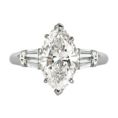 J. Birnbach GIA Certified 3.13 Carat H SI2 Marquise Diamond Ring