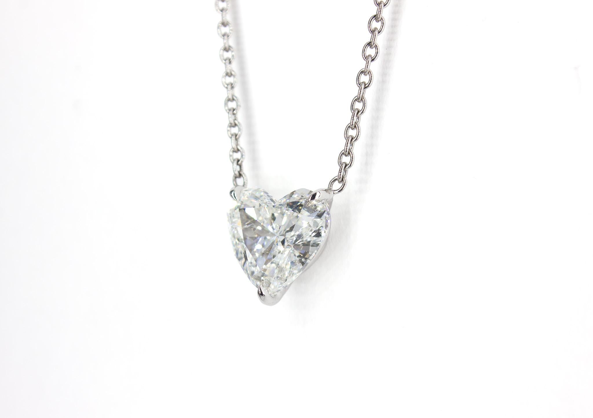 Contemporary J. Birnbach GIA Certified 3.18 Carat H SI2 Heart Shape Diamond Pendant Necklace For Sale