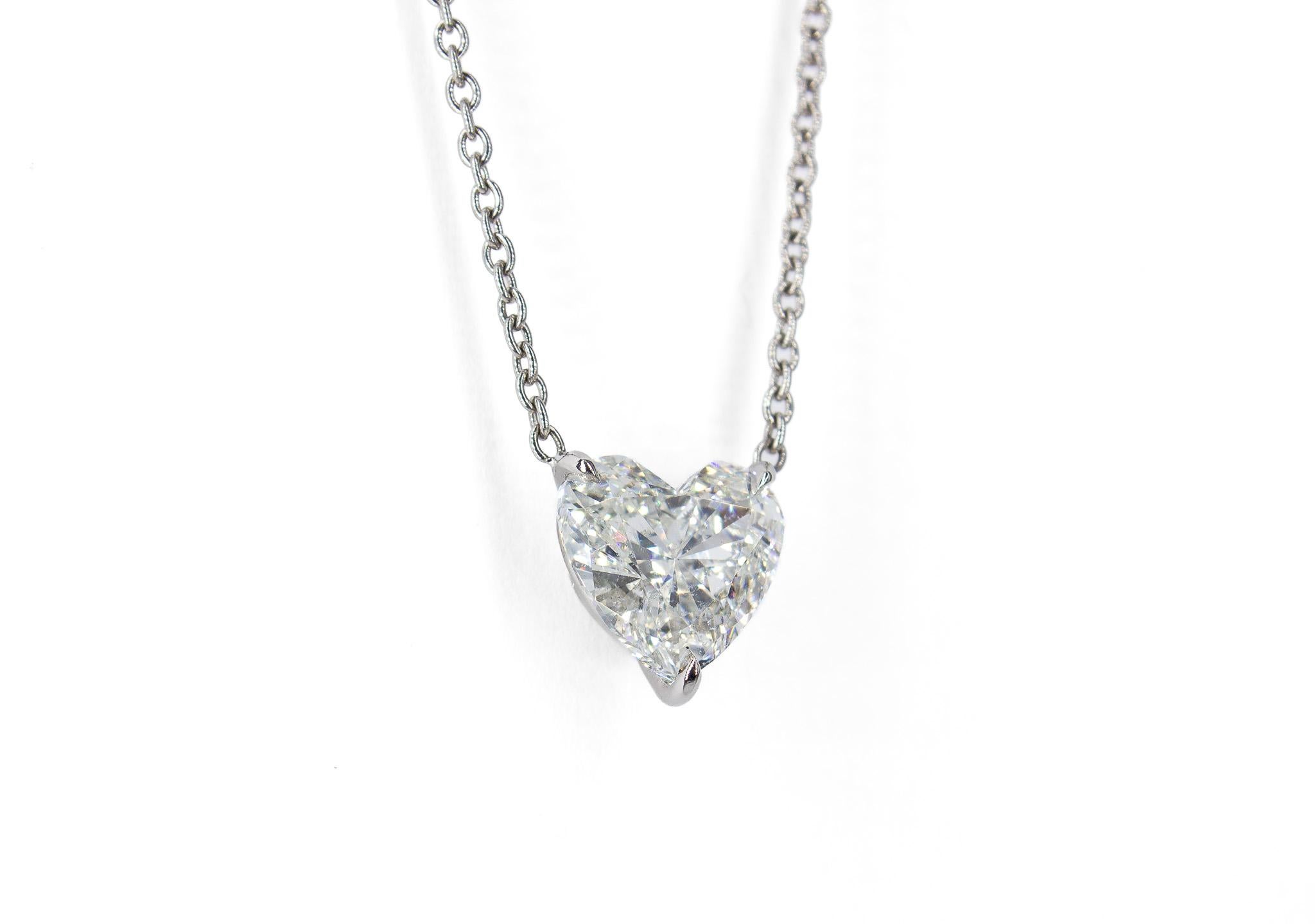 Heart Cut J. Birnbach GIA Certified 3.18 Carat H SI2 Heart Shape Diamond Pendant Necklace For Sale