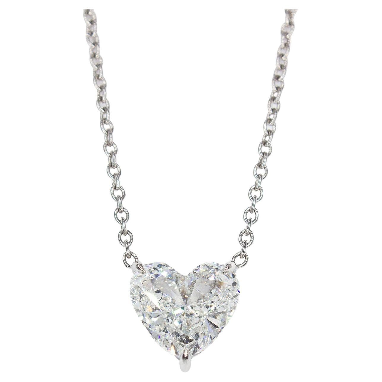 J. Birnbach GIA Certified 3.18 Carat H SI2 Heart Shape Diamond Pendant Necklace