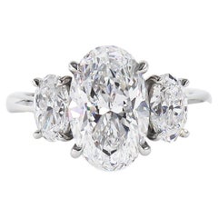 J. Birnbach 3.18 carat Oval  Diamond Three-Stone Engagement Ring in Platinum