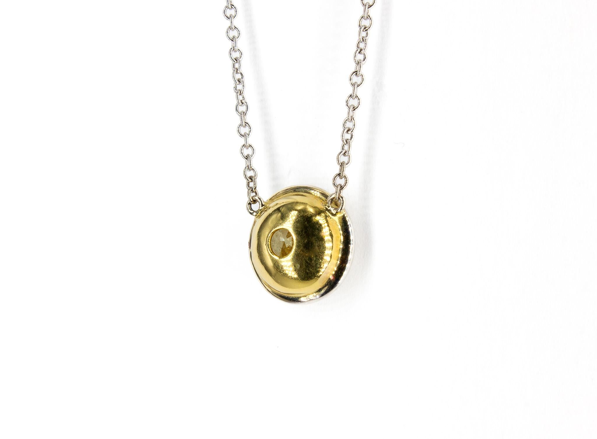 Round Cut J. Birnbach GIA Certified 3.20 Carat Fancy Light Yellow Diamond Pendant Necklace For Sale