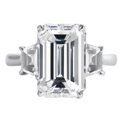 J. Birnbach GIA Certified EVVS2 3.50 Carat Emerald Cut Diamond Three-Stone Ring