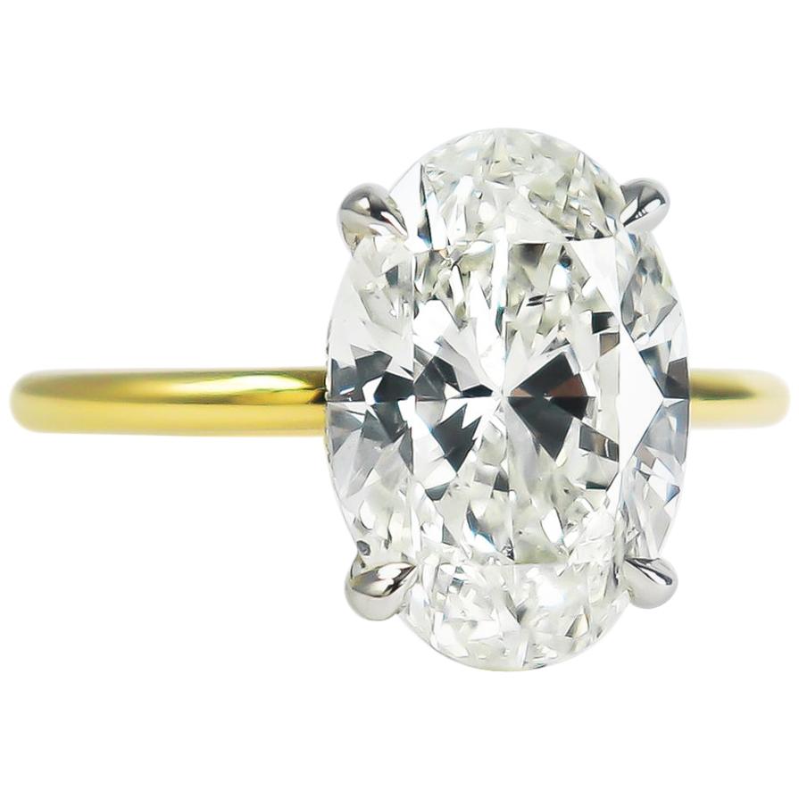 J. Birnbach GIA Certified 3.58 Carat Oval Brilliant Cut Diamond Solitaire Ring