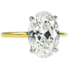 J. Birnbach GIA Certified 3.58 Carat Oval Brilliant Cut Diamond Solitaire Ring