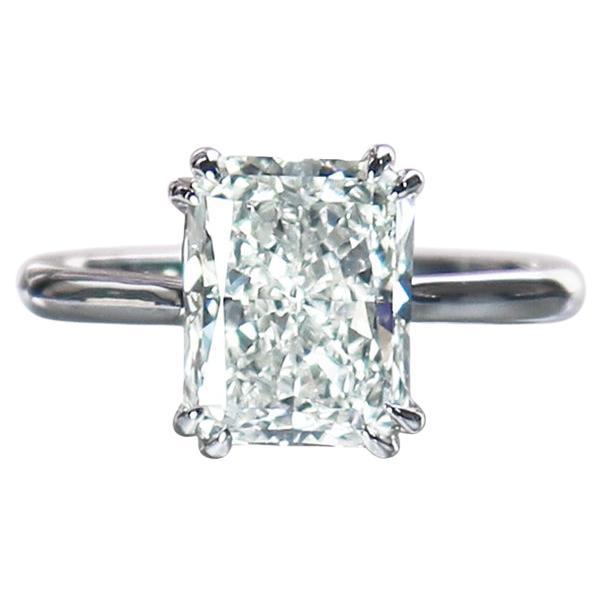 J. Birnbach GIA Certified 3.54 Carat I SI1 Radiant Cut Diamond Solitaire Ring