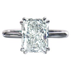 J. Birnbach GIA Certified 3.54 Carat I SI1 Radiant Cut Diamond Solitaire Ring 