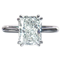 J. Birnbach GIA Certified 3.54 Carat I SI1 Radiant Cut Diamond Solitaire Ring