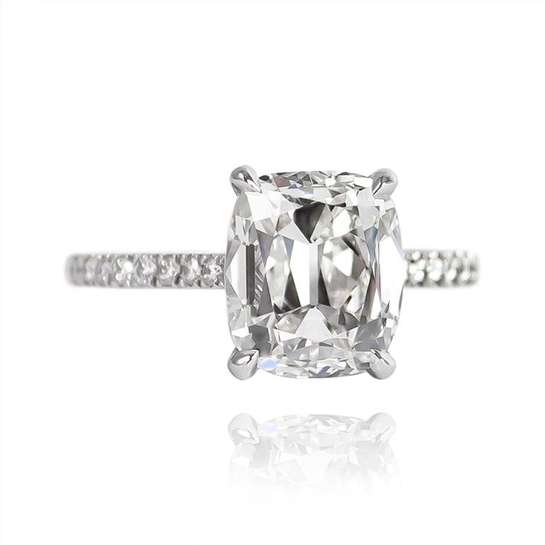 Contemporary J. Birnbach GIA Certified 3.57 Carat Cushion Brilliant Cut Diamond Ring