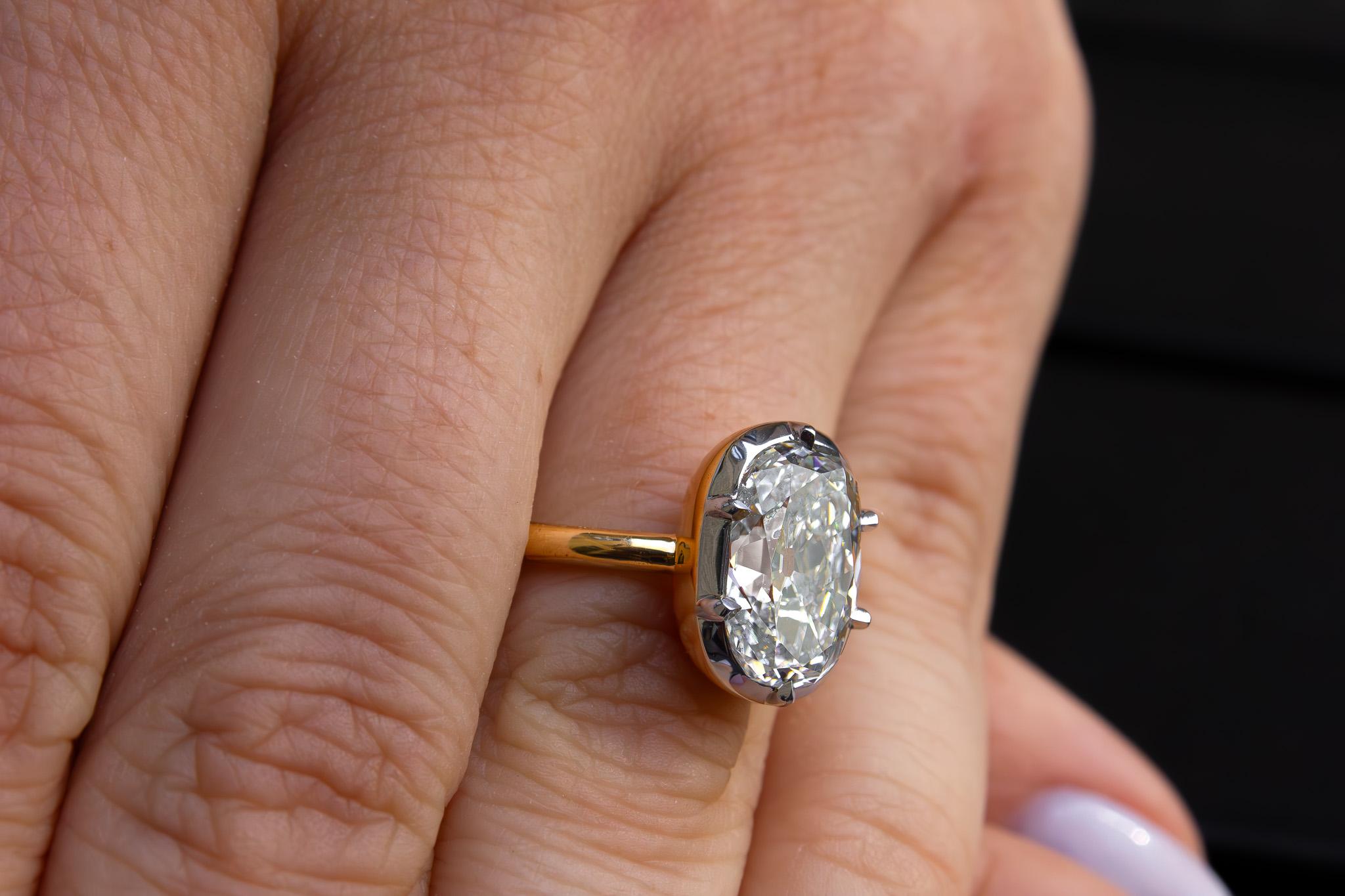 J. Birnbach Anillo solitario de diamantes talla cojín de 3,63 quilates con certificado GIA de minas antiguas en venta 5