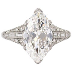 J. Birnbach GIA Certified 3.78 Carat Antique Marquise Ring