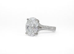 J. Birnbach GIA Certified 3.81 Carat D SI1 Oval Diamond Solitaire Ring