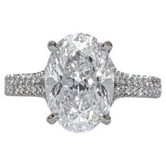 J. Birnbach GIA Certified 3.81 Carat D SI1 Oval Diamond Solitaire Ring