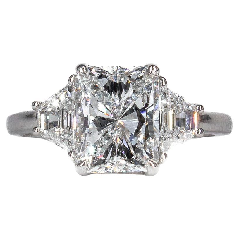 J. Birnbach Anillo solitario de diamantes con certificado GIA de 2,30 quilates F VVS2 y talla radiante