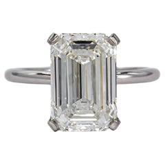 J. Birnbach GIA Certified 4.01 Carat K SI1 Emerald Cut Diamond Solitaire Ring