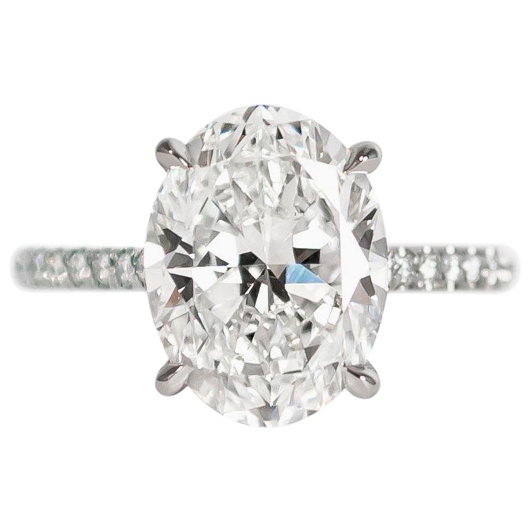 J. Birnbach GIA Certified 4.01 Carat Oval Diamond Solitaire Ring