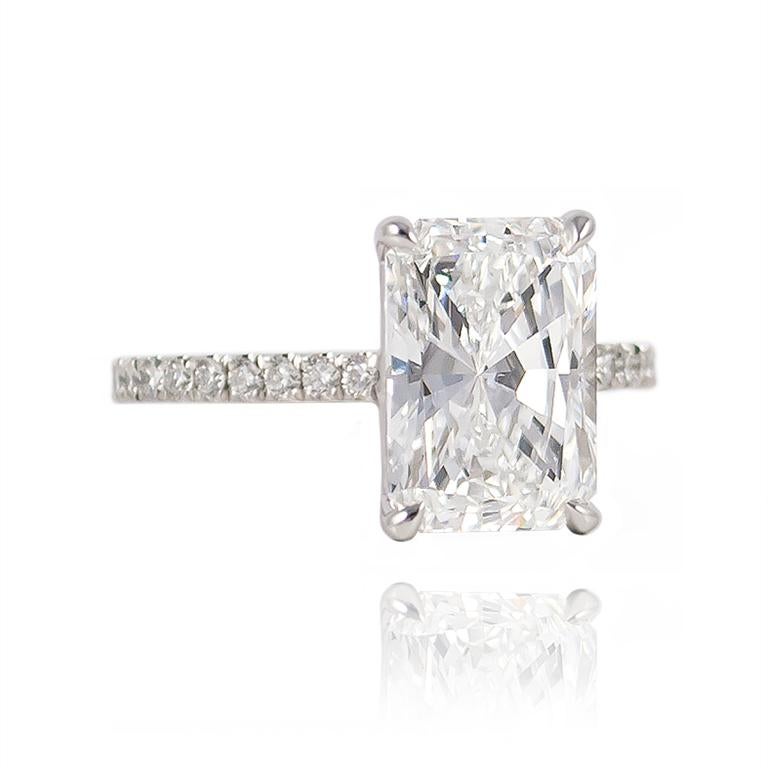 Women's or Men's J. Birnbach GIA Certified 4.02 D color Radiant Cut Diamond Ring