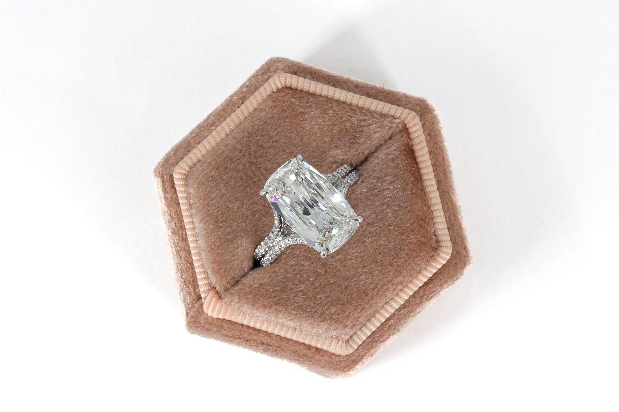 J. Birnbach GIA 4.02 H VVS2 Ashoka Style Cushion Diamond Engagement Ring For Sale 6