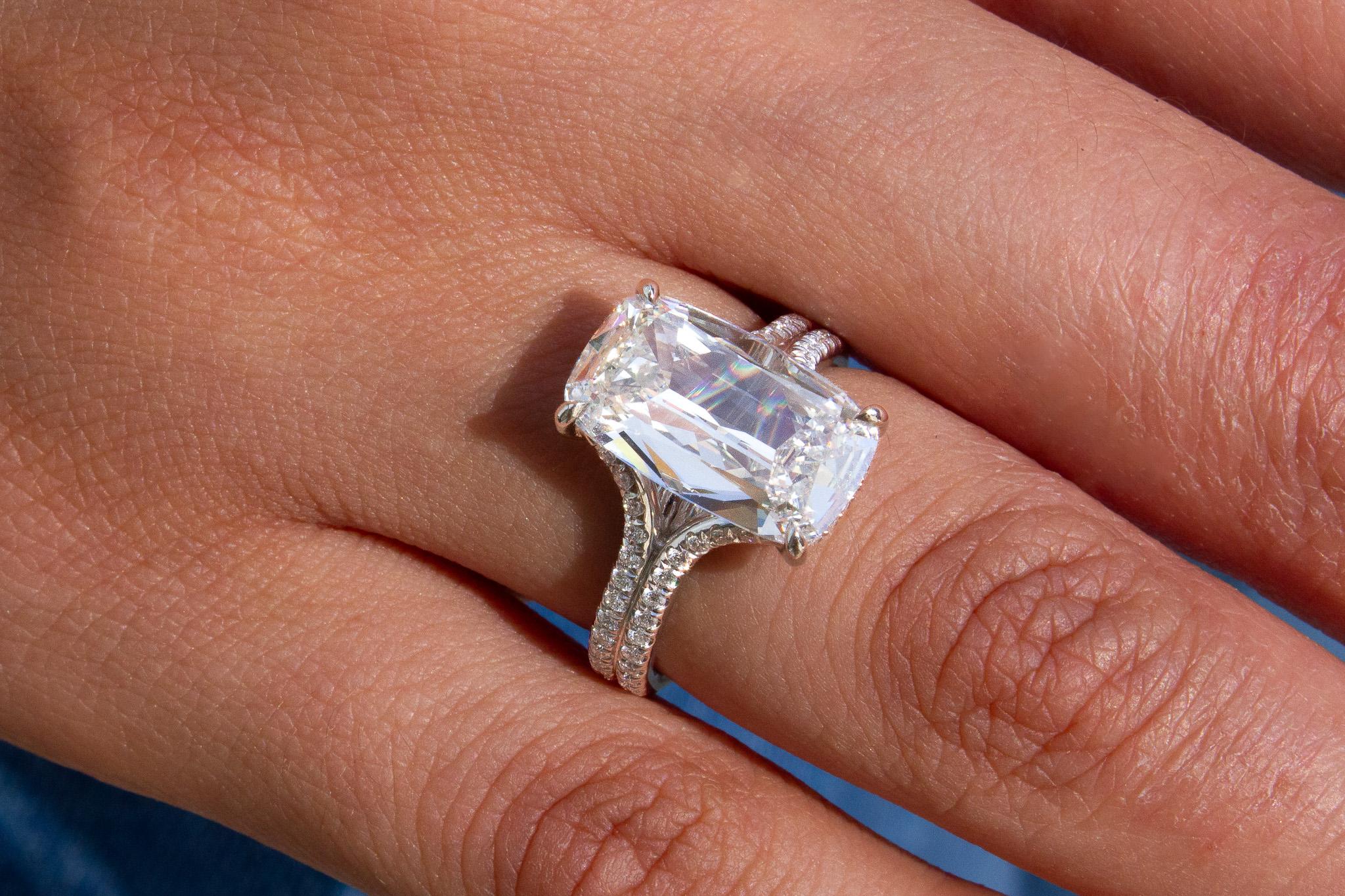 Celebrate everlasting love with this stunning J. Birnbach Platinum Engagement Ring, featuring a GIA certified 4.02 carat Cushion Cut Diamond. With H color and VVS2 clarity, this exceptional diamond radiates brilliance and fire, making it a truly