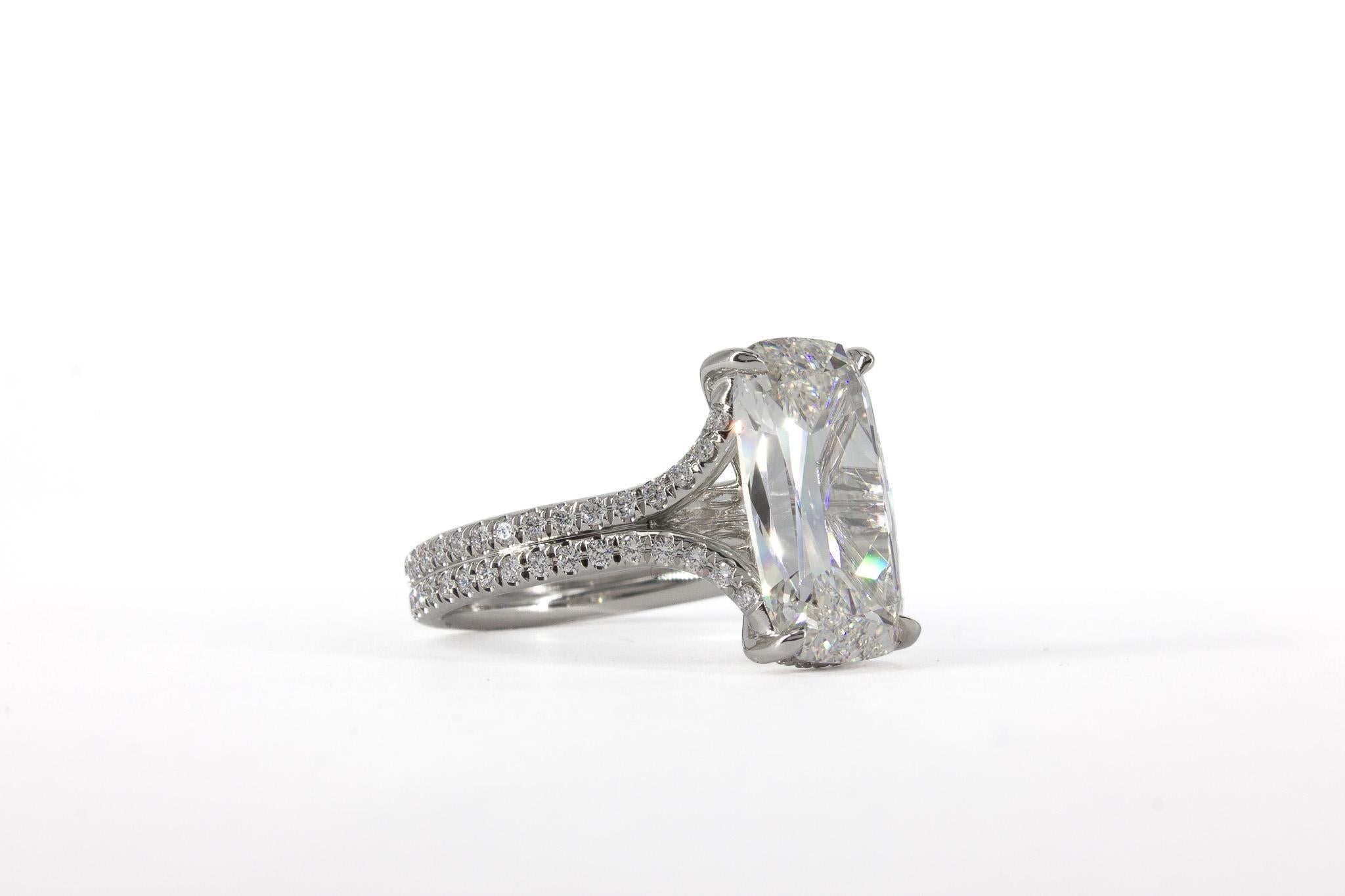 J. Birnbach GIA 4.02 H VVS2 Ashoka Style Cushion Diamond Engagement Ring For Sale 2