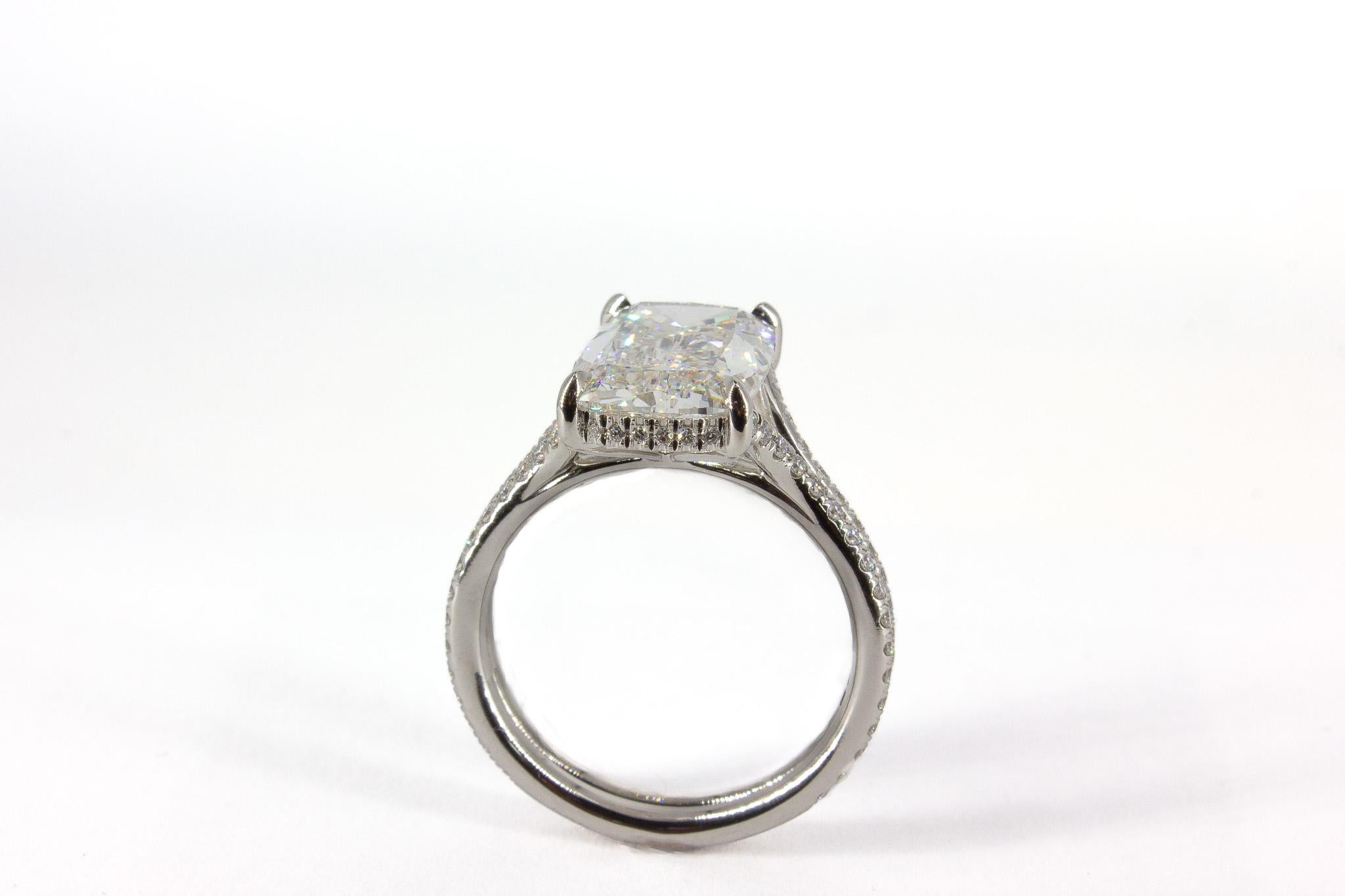 J. Birnbach GIA 4.02 H VVS2 Ashoka Style Cushion Diamond Engagement Ring For Sale 3