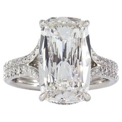 J. Birnbach GIA 4,02 H VVS2 Bague de fiançailles en diamant coussin de style Ashoka