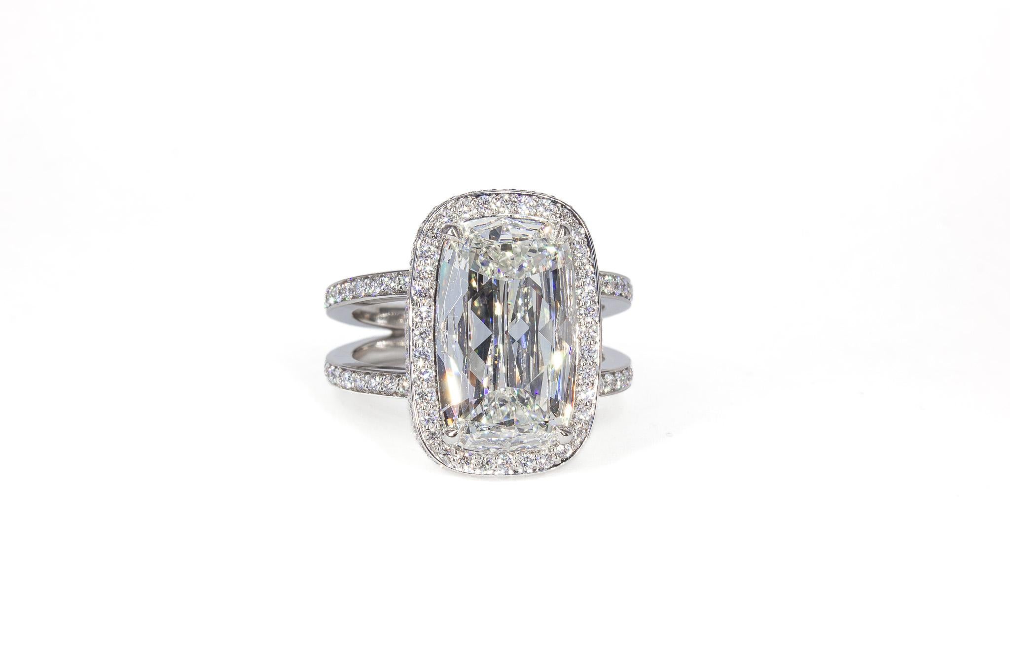 Cushion Cut J. Birnbach GIA Certified 4.03 Carat Ahsoka Style Elongated Cushion Diamond Ring For Sale