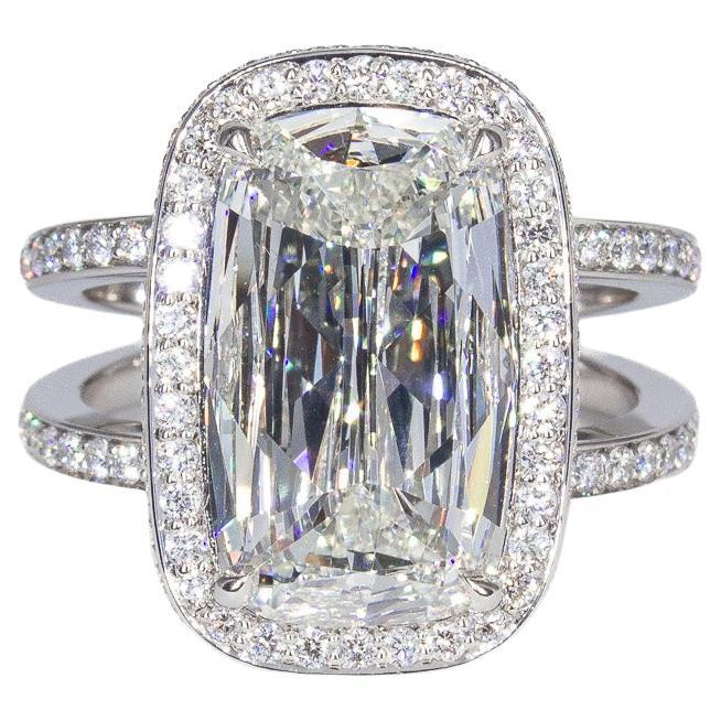 J. Birnbach GIA Certified 4.03 Carat Ahsoka Style Elongated Cushion Diamond Ring