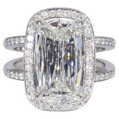 J. Birnbach, bague avec diamant coussin allongé de 4,03 carats de style Ahsoka certifié GIA