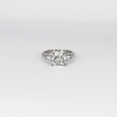 J. Birnbach 4.08 ct Old Mine Cut Diamond Engagement Ring with Tapered Baguettes